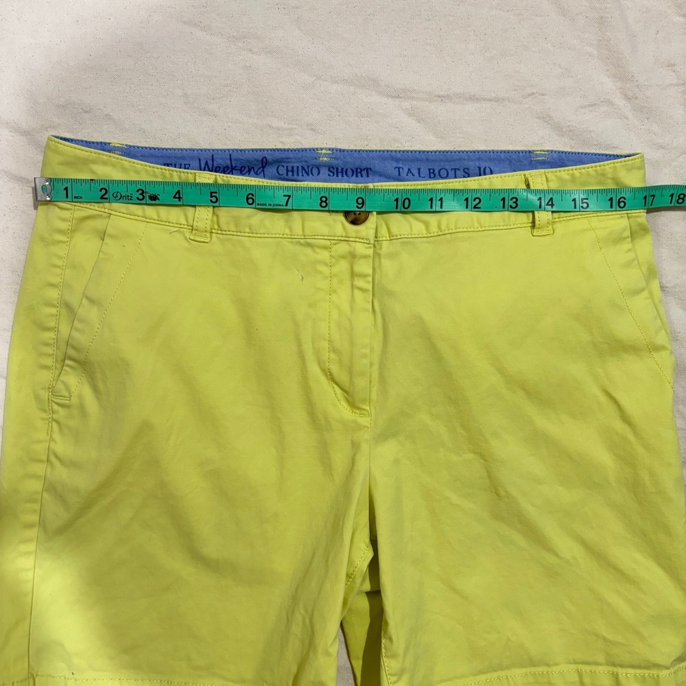Talbots The Weekend Chino Shorts Neon Yellow Chartreuse Size 10 BD1024 - Picture 5 of 8